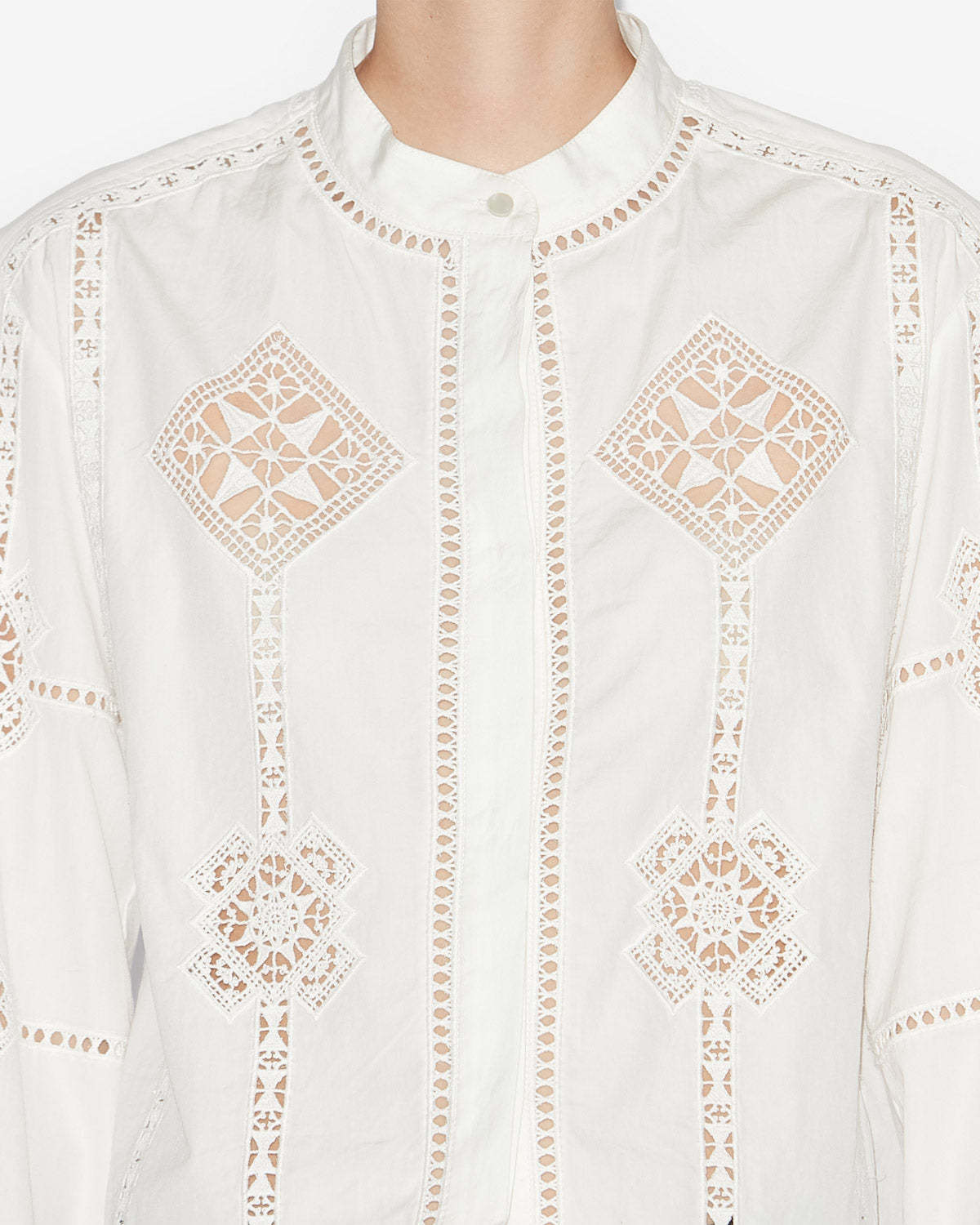 Isabel Marant Short Hollow Poplin Shirt In White