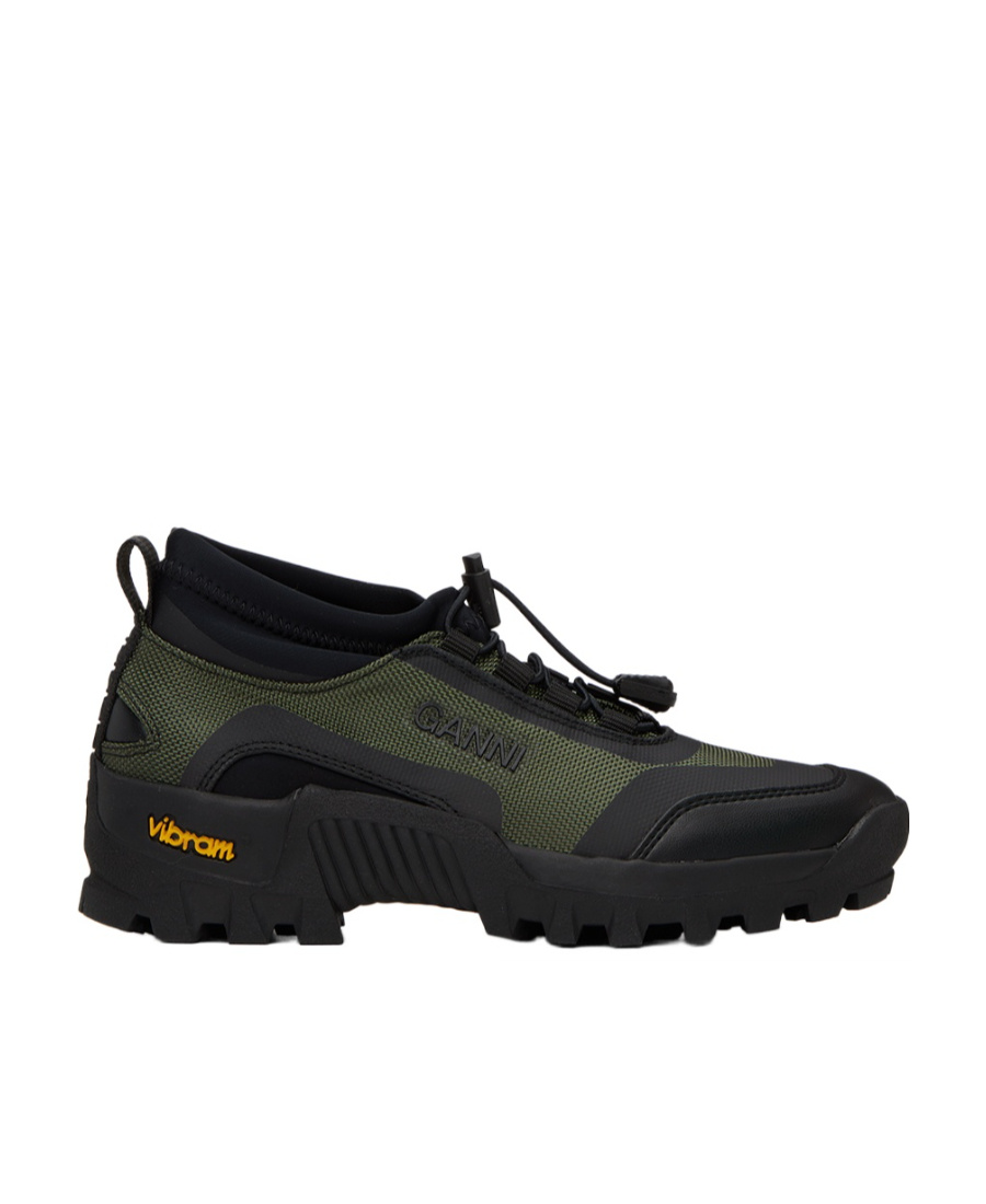Ganni Khaki Performance Sneakers In Black