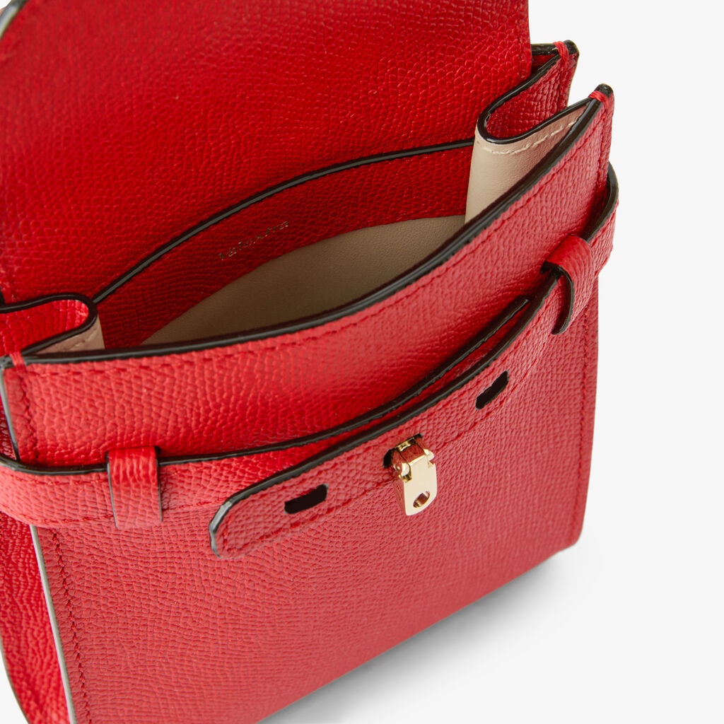 Valextra Brera B-tracollina Slim Crossbody Micro Bag In Red