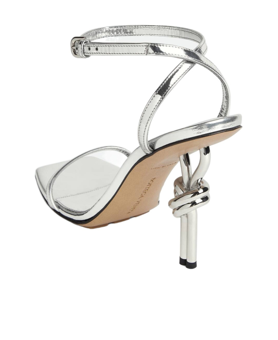 Bottega Veneta Silver Knot Sandals In Gray
