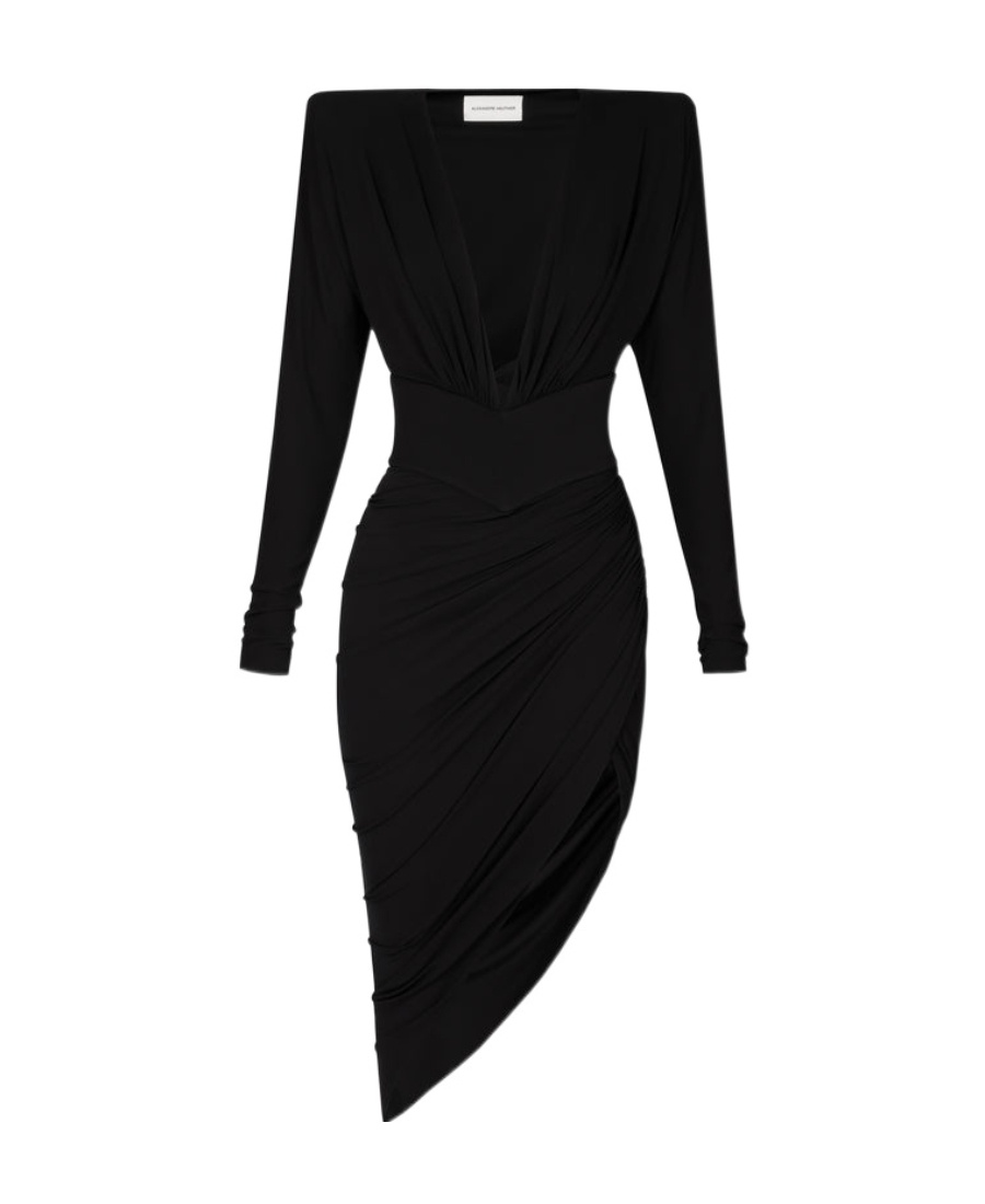 Alexandre Vauthier Asymmetric Midi Dress In Black