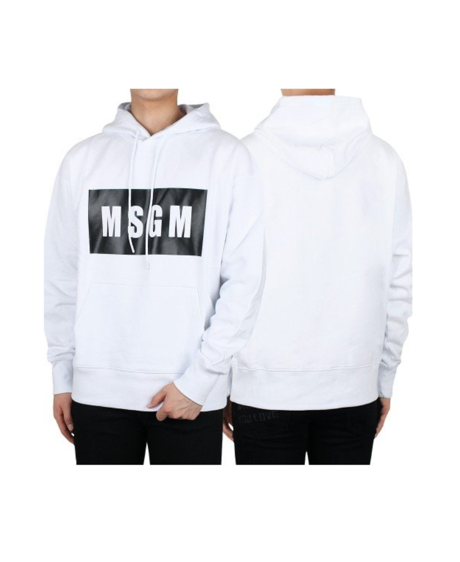 Msgm Logo-print Cotton Hoodie In White