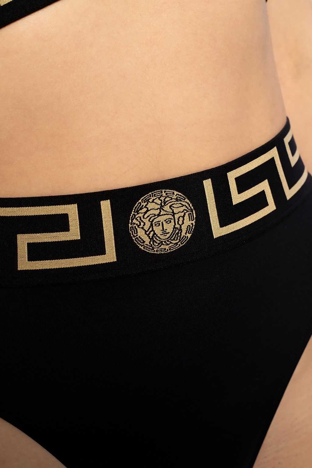 Versace Greca Border High-waist Swim Briefs In Black