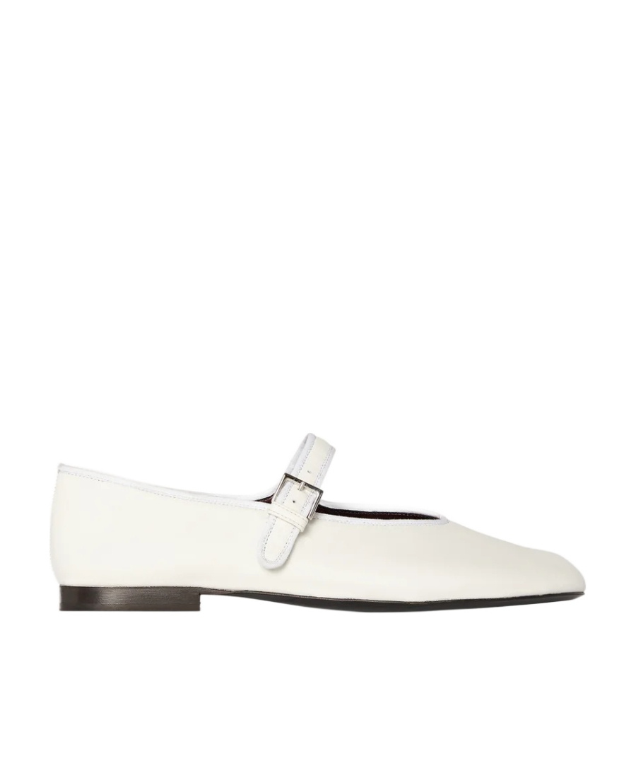 The Row Boheme Mj Leather Ballerina Shoes In White