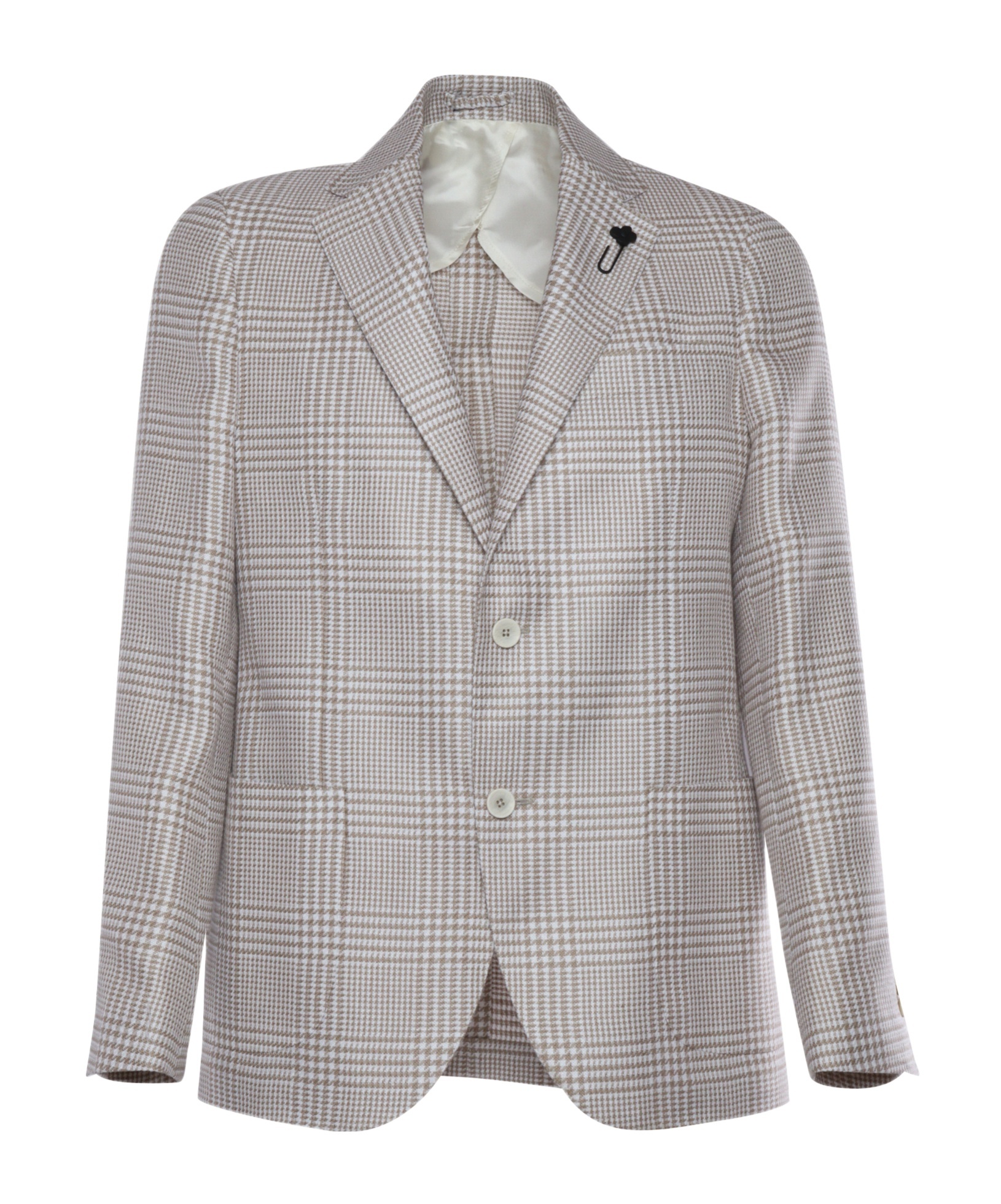 Lardini Tartan Single-breasted Blazer In Gray