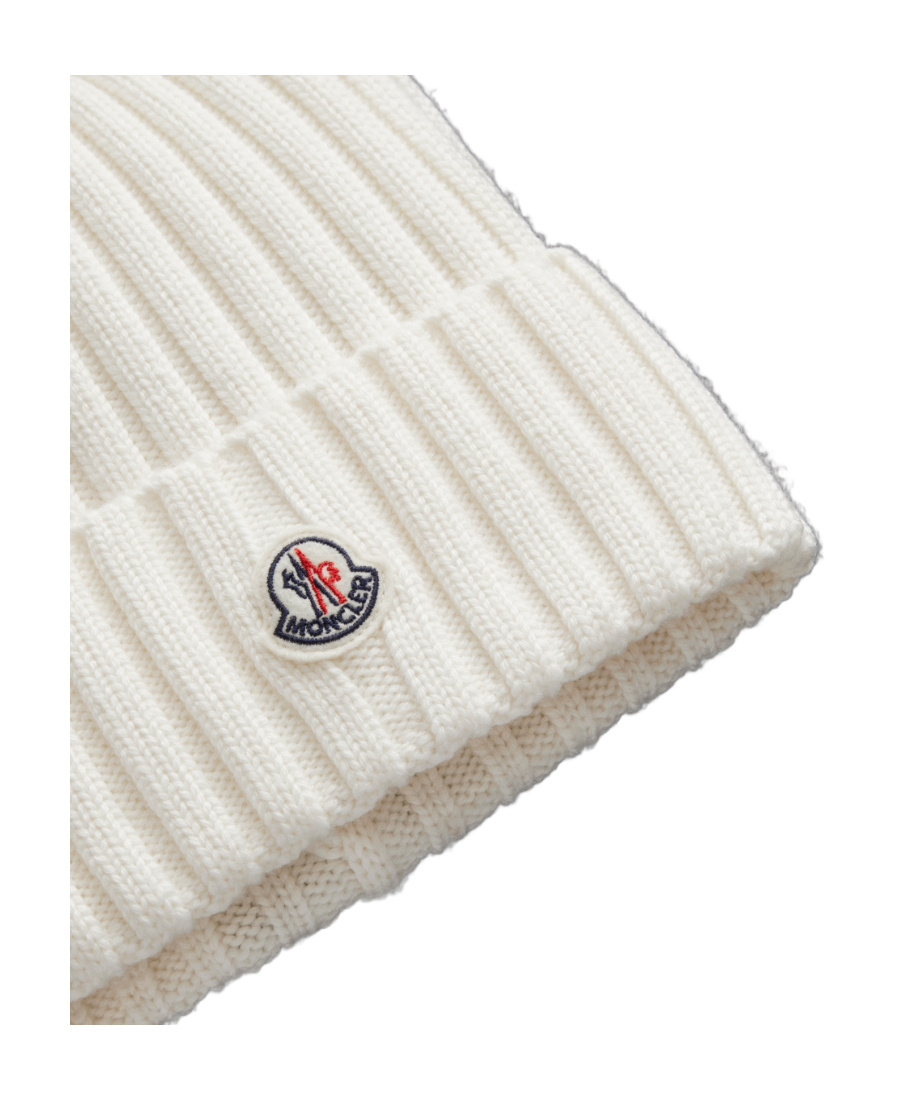Moncler Ribbed-knit Virgin Wool Beanie In White