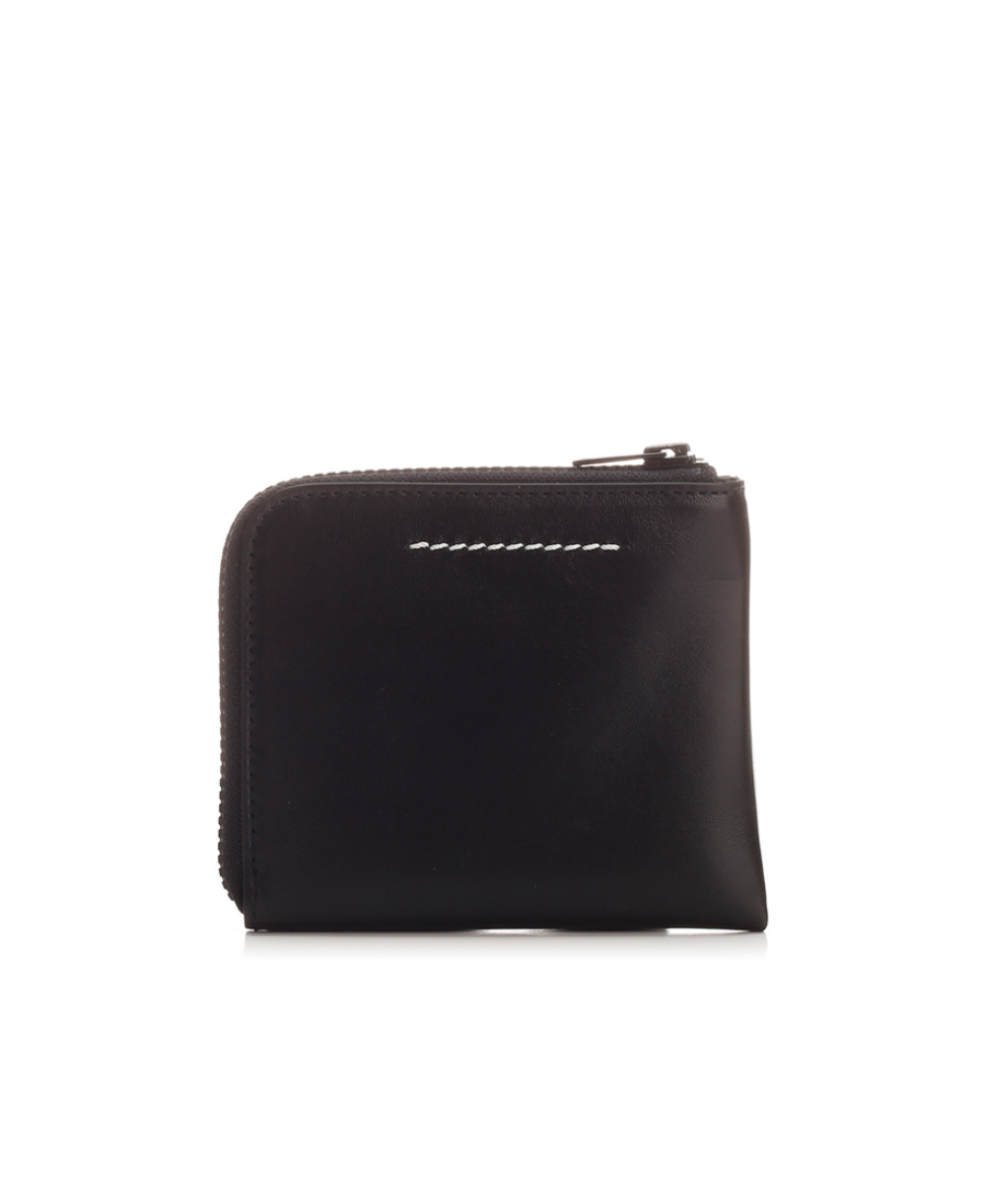 Shop Mm6 Maison Margiela Zipped Logo-embossed Purse In Black