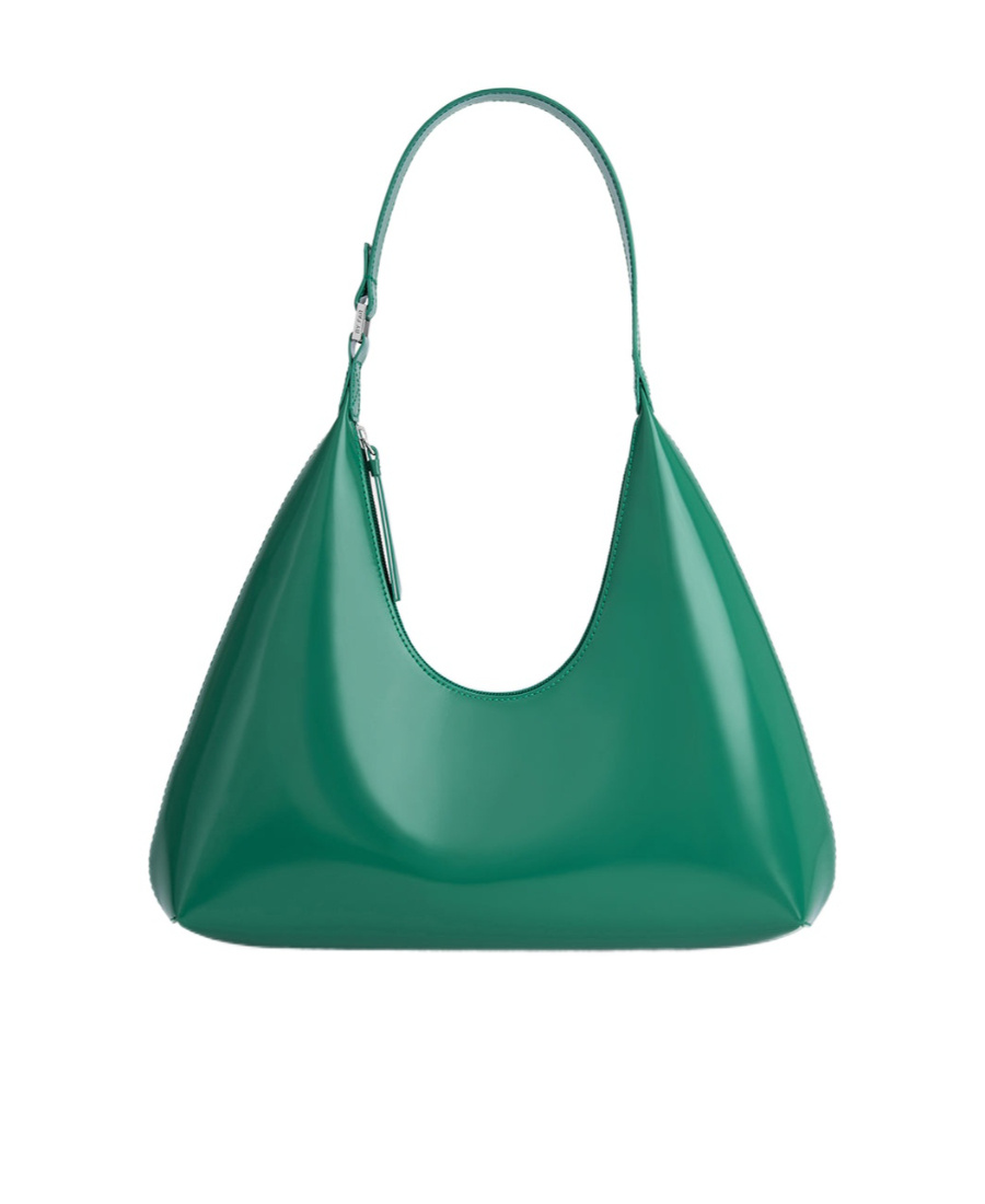 By Far Amber Leather Shoulder Bag In Green