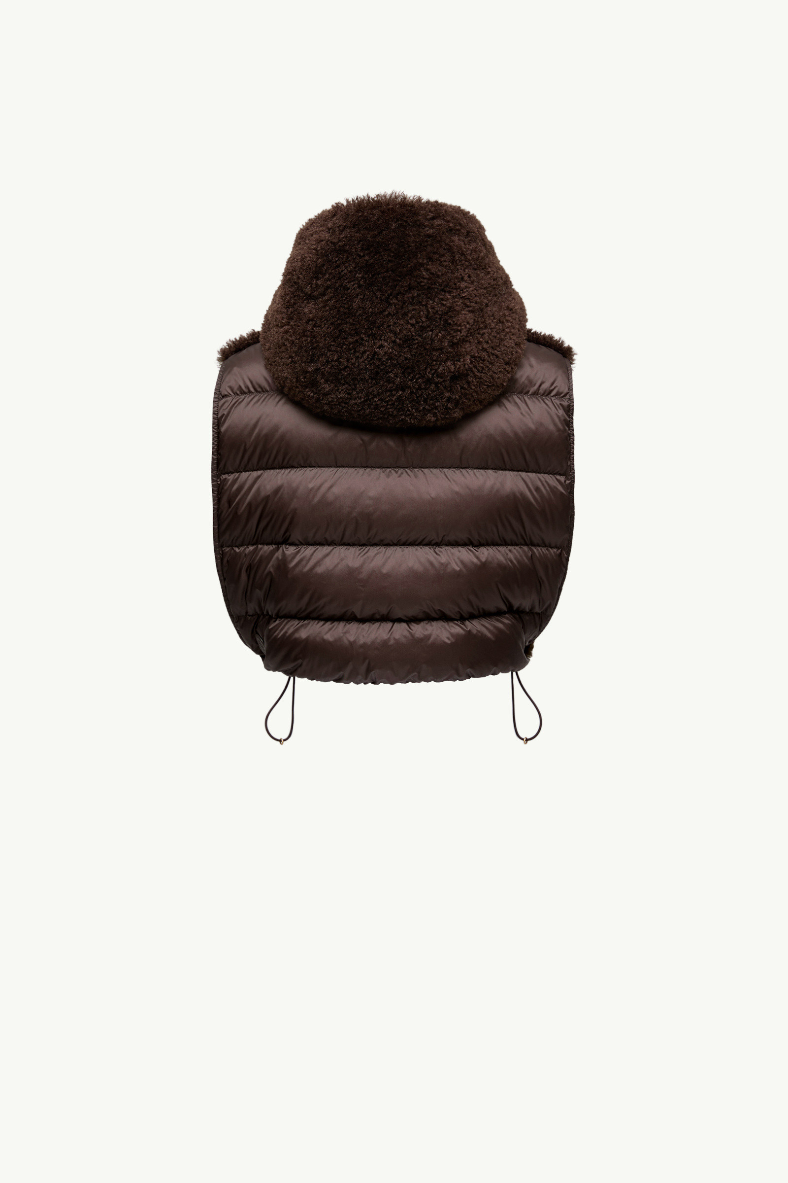 Moncler Hooded Down-filled Teddy Bib In Brown