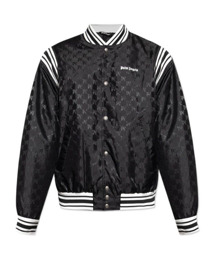 Palm Angels Logo-pattern Bomber Jacket In Black