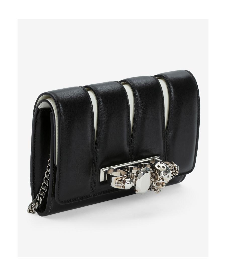 Alexander Mcqueen Women Two-tone Nappa Leather The Slash Clutch In Black