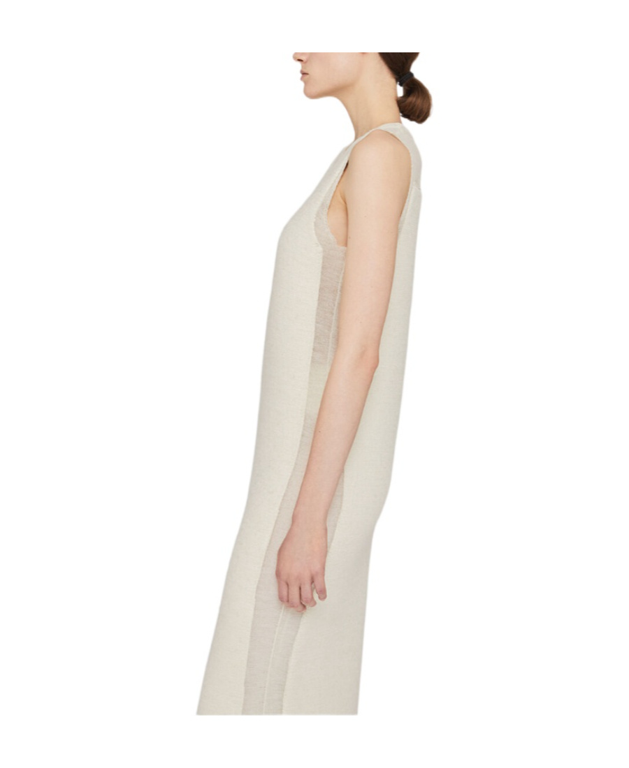 Jil Sander Semi-sheer Knit Long Dress In Nude