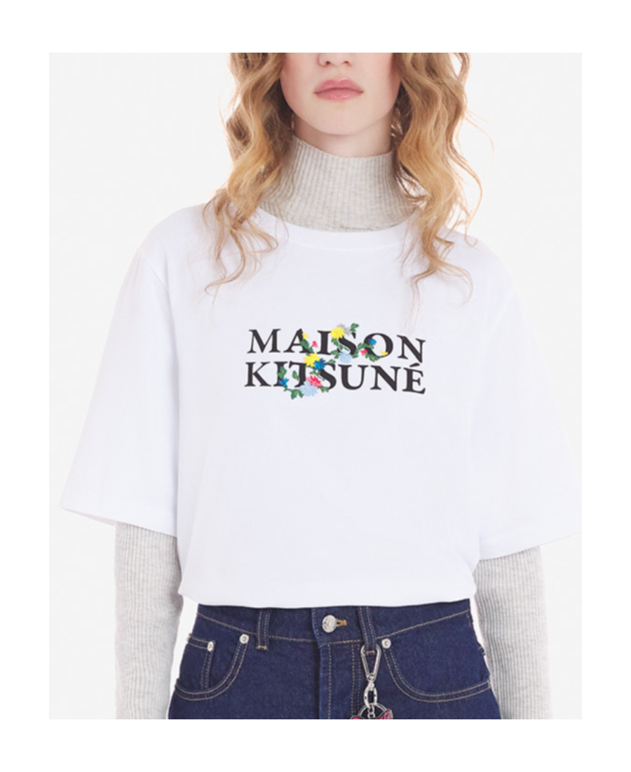 Maison Kitsuné Logo-print Cotton T-shirt In White