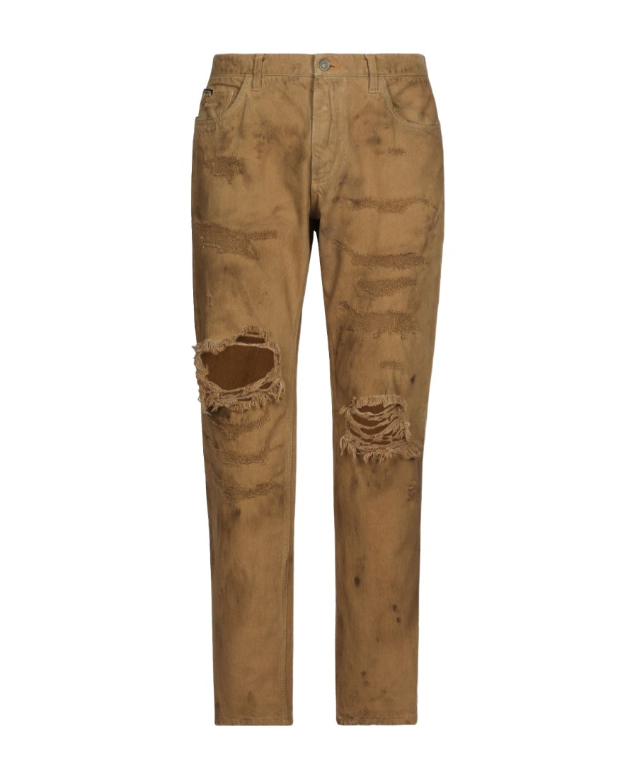 Dolce & Gabbana Biscuit Stretch Denim Jeans In Brown