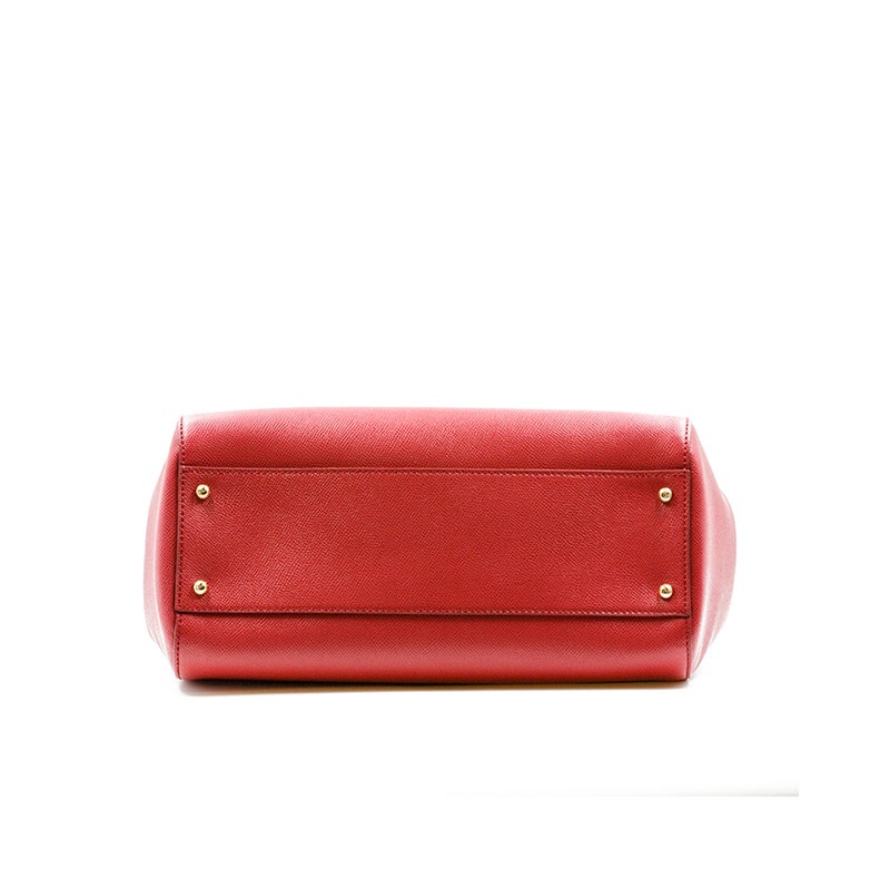 Dolce & Gabbana Sicily Small Leather Tote Bag In Red