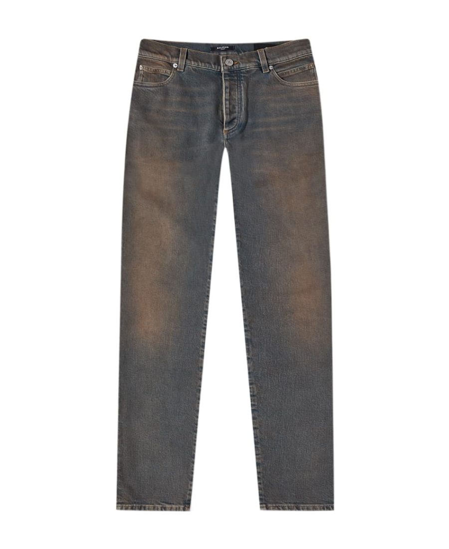 Balmain Distressed Slim-fit Jeans In Black
