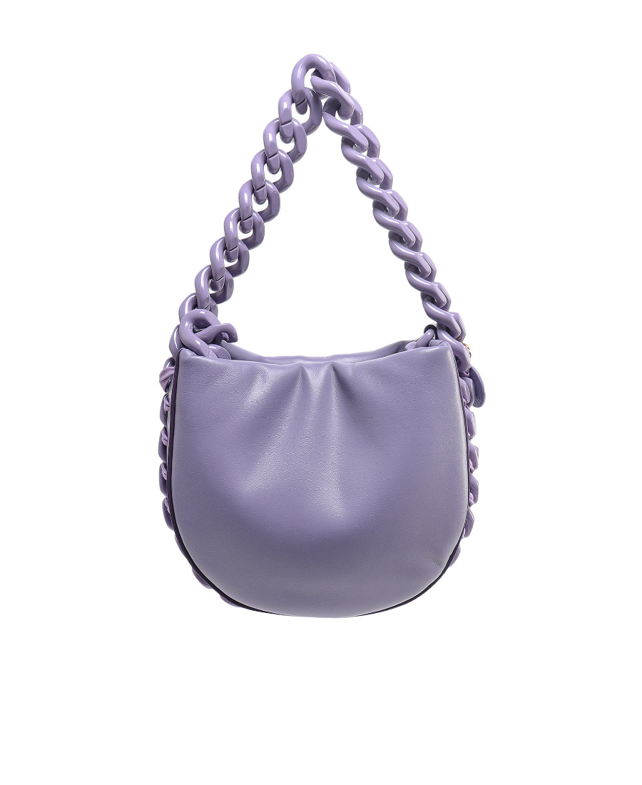Stella Mccartney Frayme Chain-linked Puffy Shoulder Bag In Purple