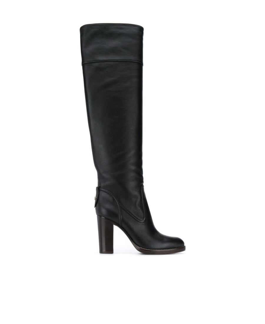 Chloé Black Leather Thick-heeled Boots