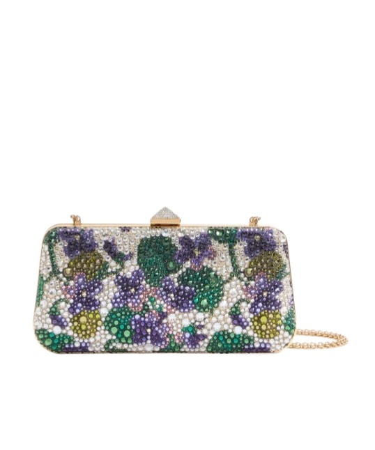 Valentino Carry Secrets Floral Pattern Imitation Diamond Embroidery Handbag In Multi-color