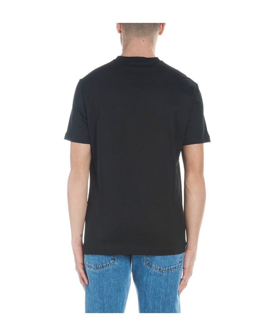 Shop Versace Logo Check Print Cotton T Shirt In Black