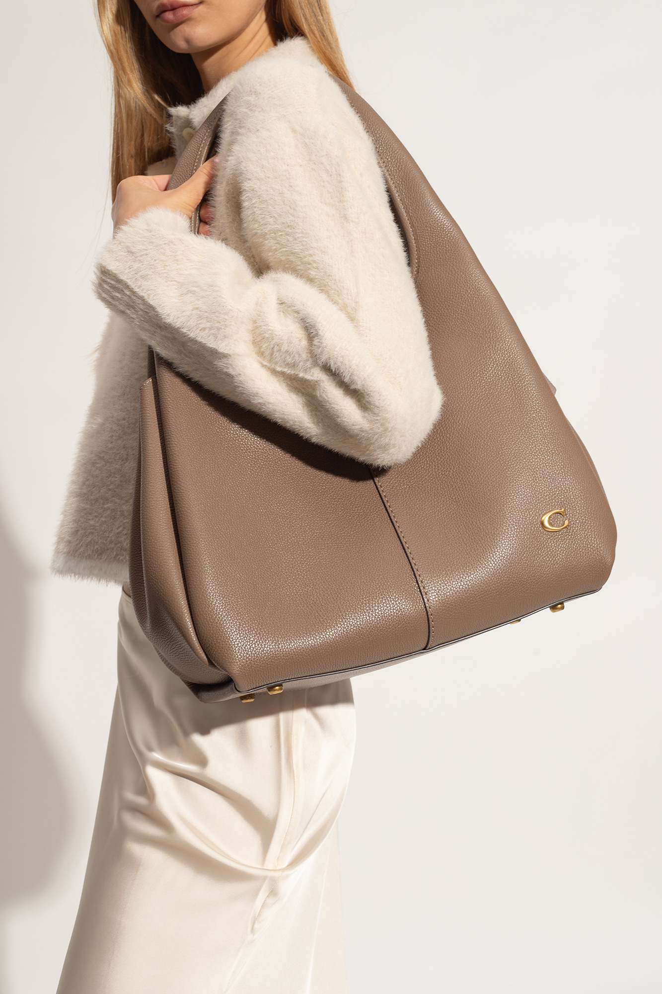 Coach Lana Pebbled-leather Tote Bag In Gray