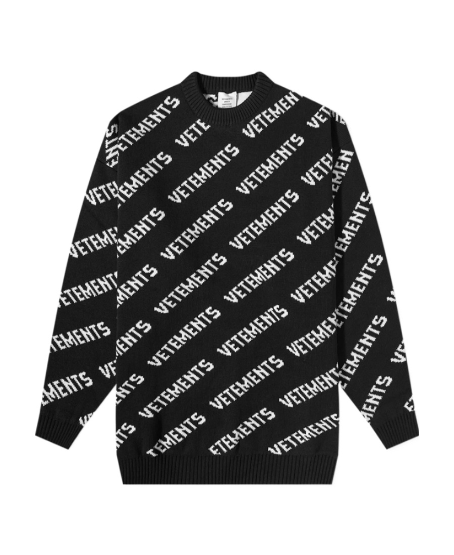 Vetements Long-sleeved Round-neck Sweater In Black