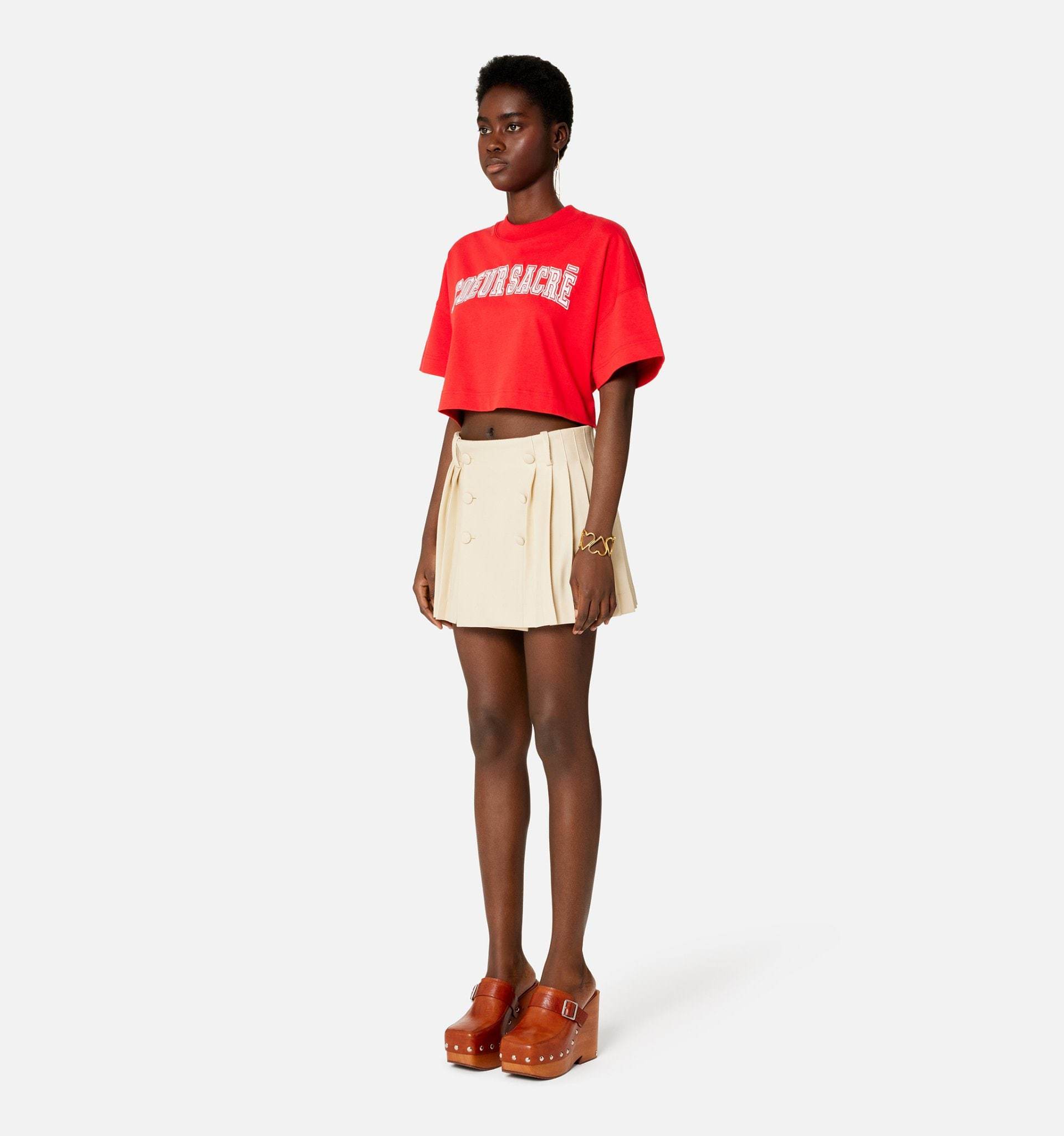 Ami Alexandre Mattiussi Couer Sacré Cropped T-shirt In Red