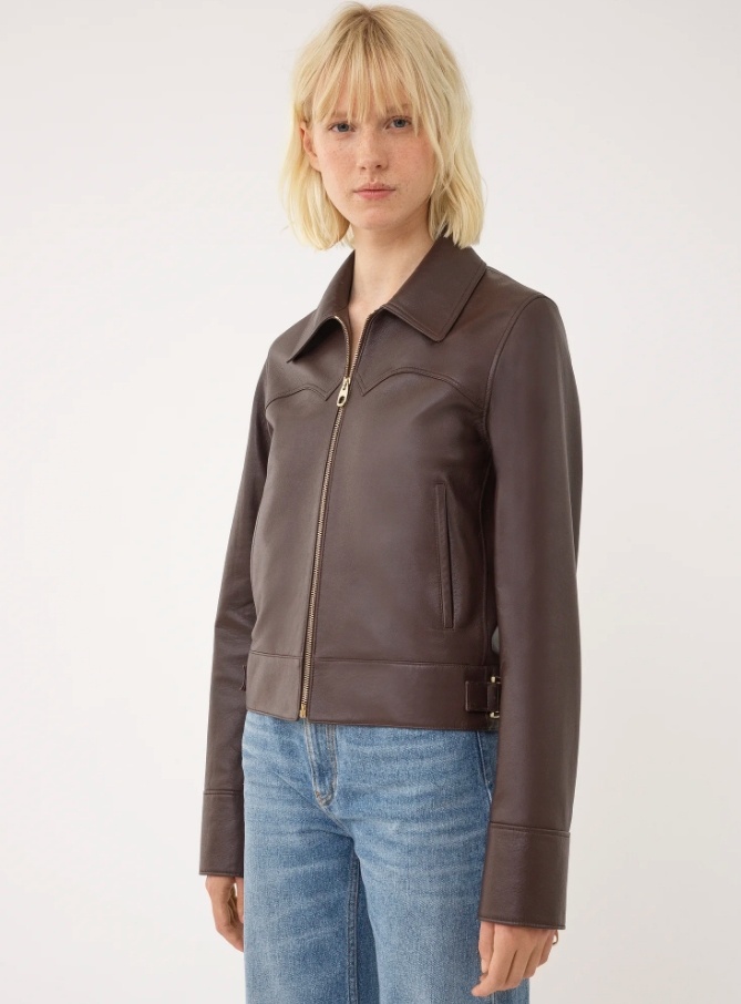 Chloé Nappa Leather Bomber Jacket In Black