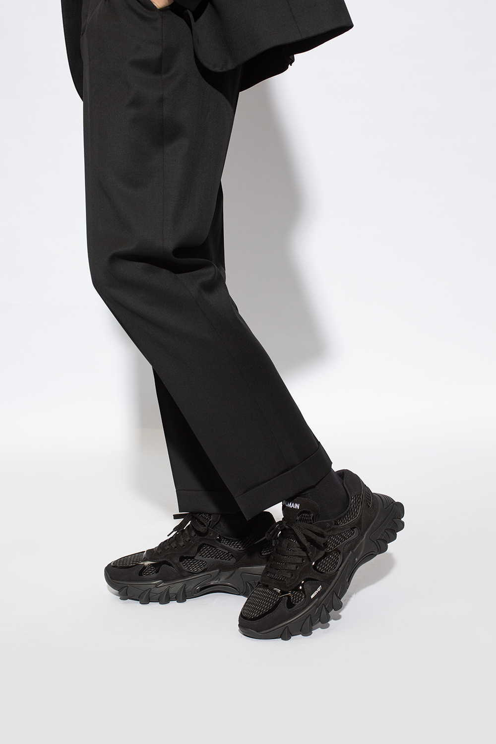 Shop Balmain B-east Trainers In Leather, Suede And Mesh In Black