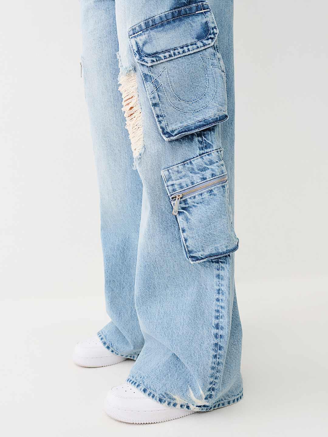 TRUE RELIGION BOBBI DISTRESSED BAGGY CARGO JEAN 