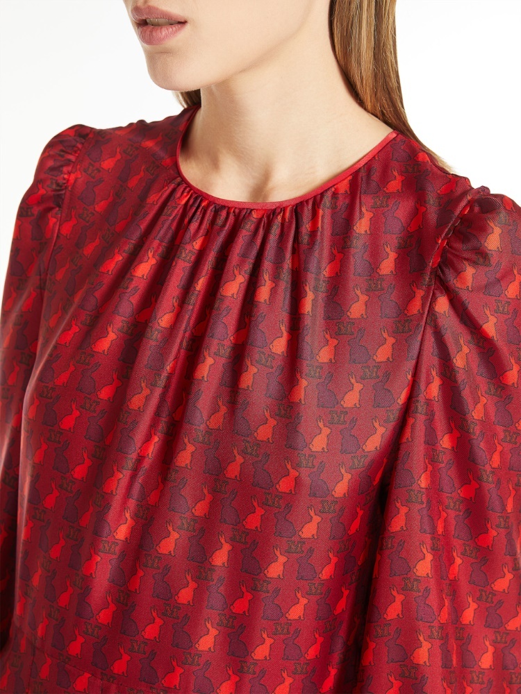Max Mara Printed Silk Dress In Red