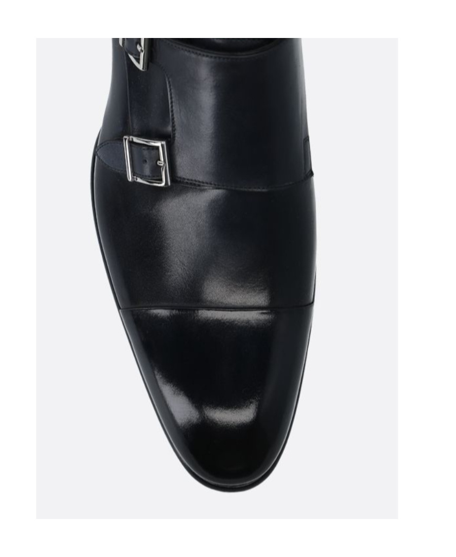 Santoni Ira Double Monk Strap Shoe In Black