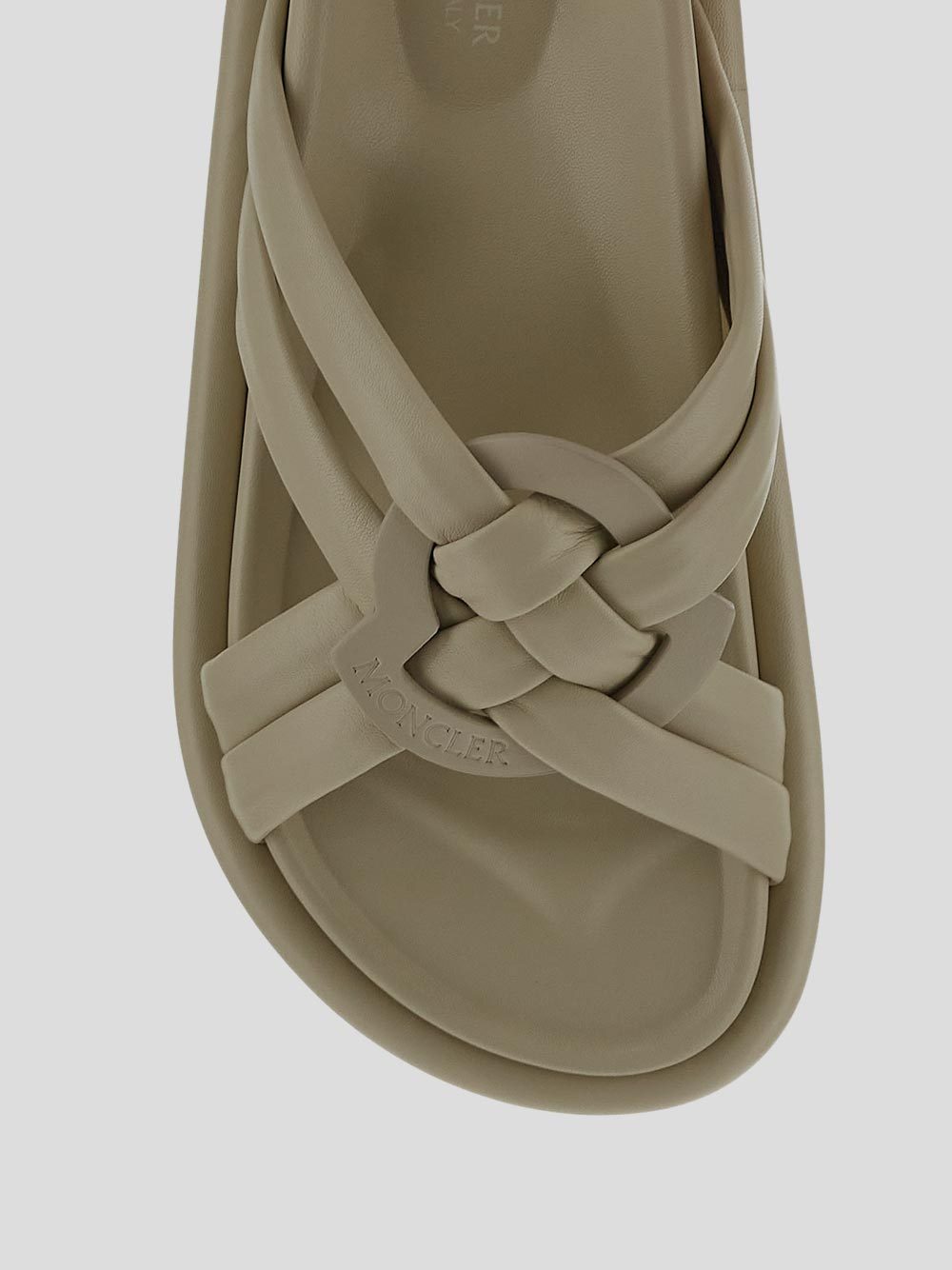 MONCLER BELL SOFT LEATHER SLIDERS