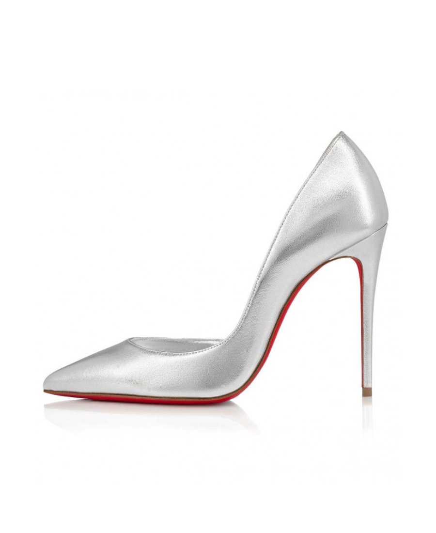 Christian Louboutin Miss Z Pumps In Silver Laminated Nappa Leather In White