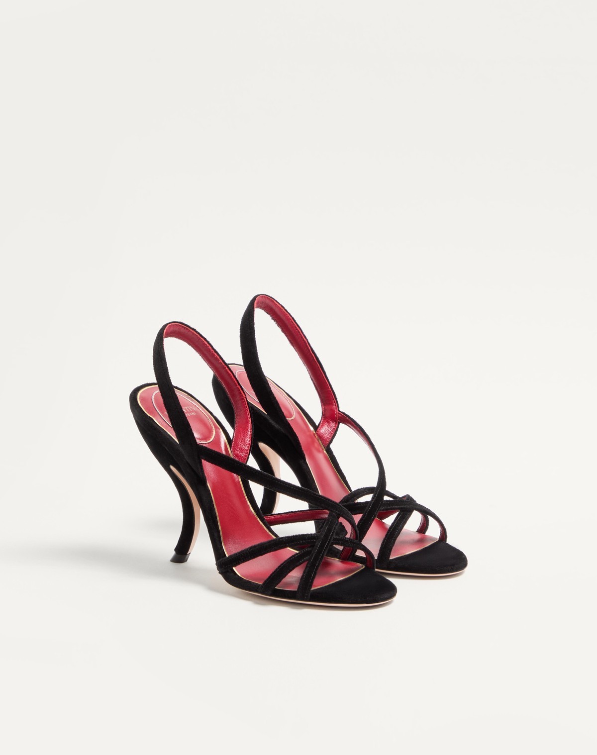 Valentino Garavani Fetishique Velvet Sandal 105mm Woman Black 42 In Black