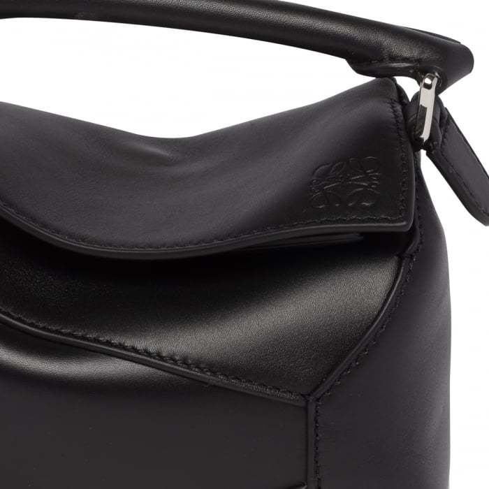 Loewe Mini Satin Cowhide Puzzle Edge Shoulder Bag In Black