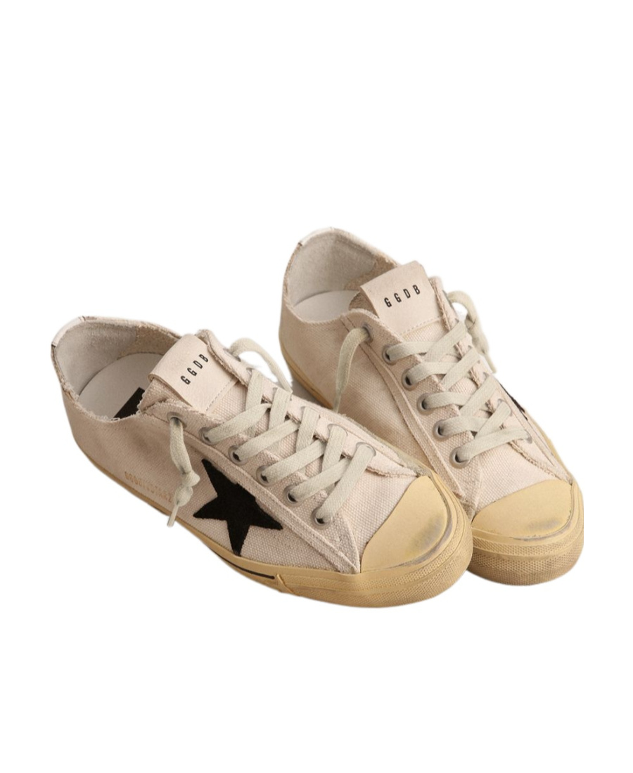 Golden Goose V-star Distressed Sneakers In Nude