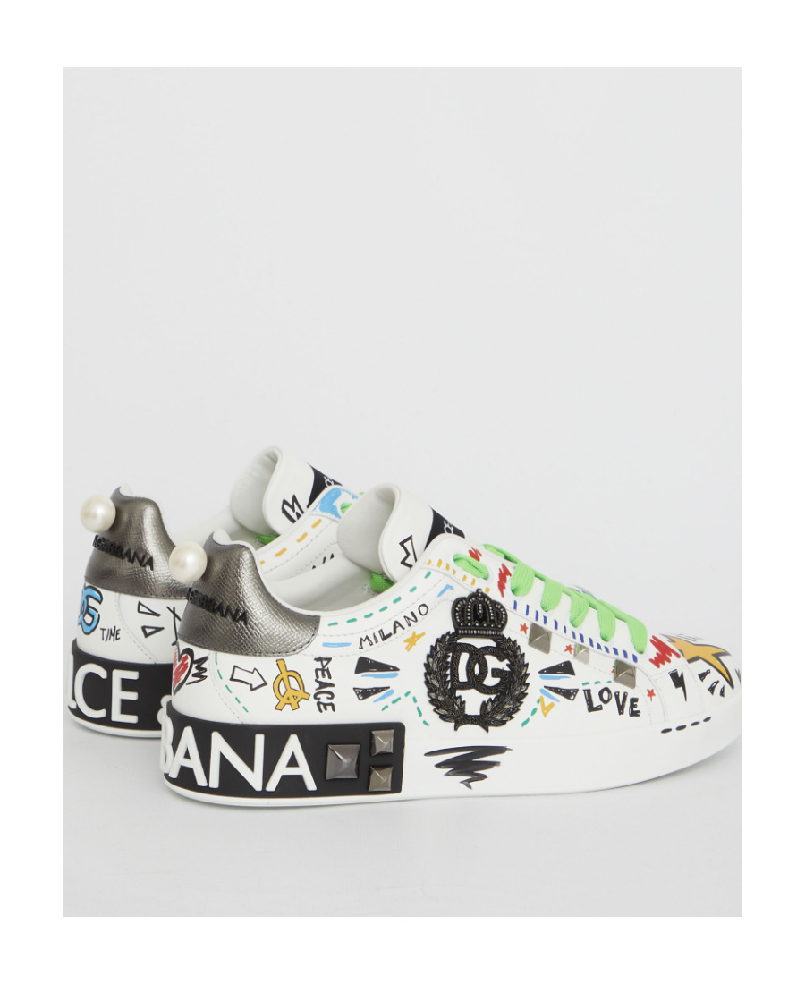 Dolce & Gabbana Pattern Printed Leisure Sports Shoes In White