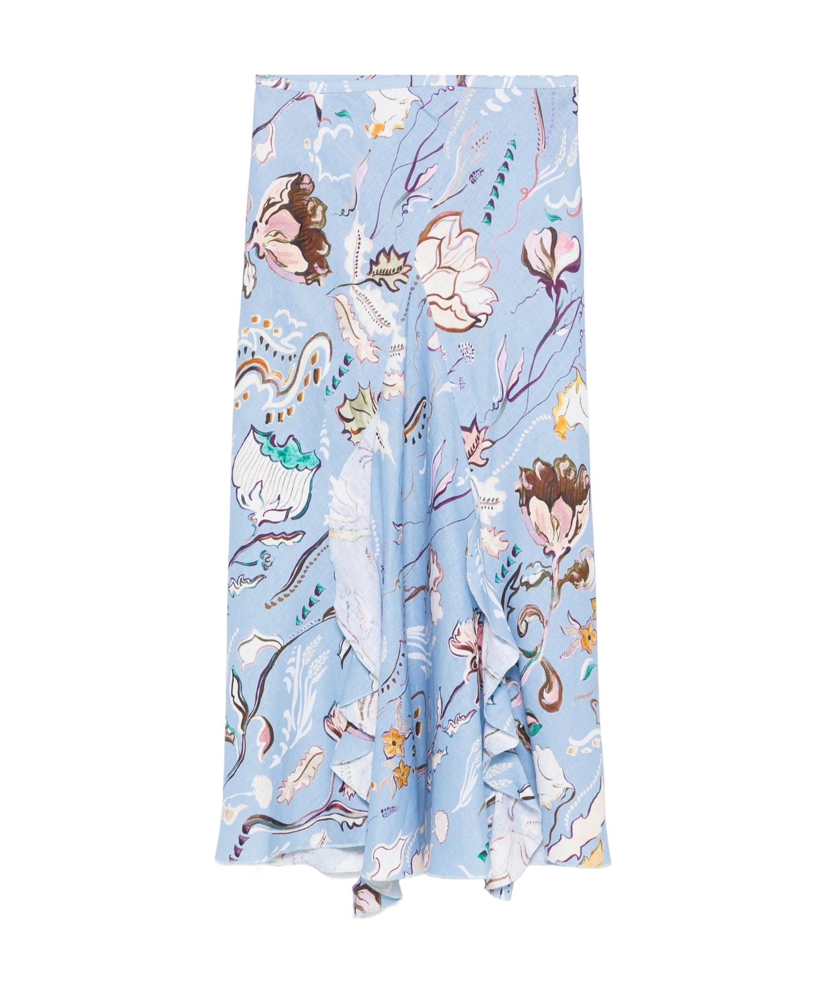 Shop Dorothee Schumacher Floral Power Midi Skirt In Blue