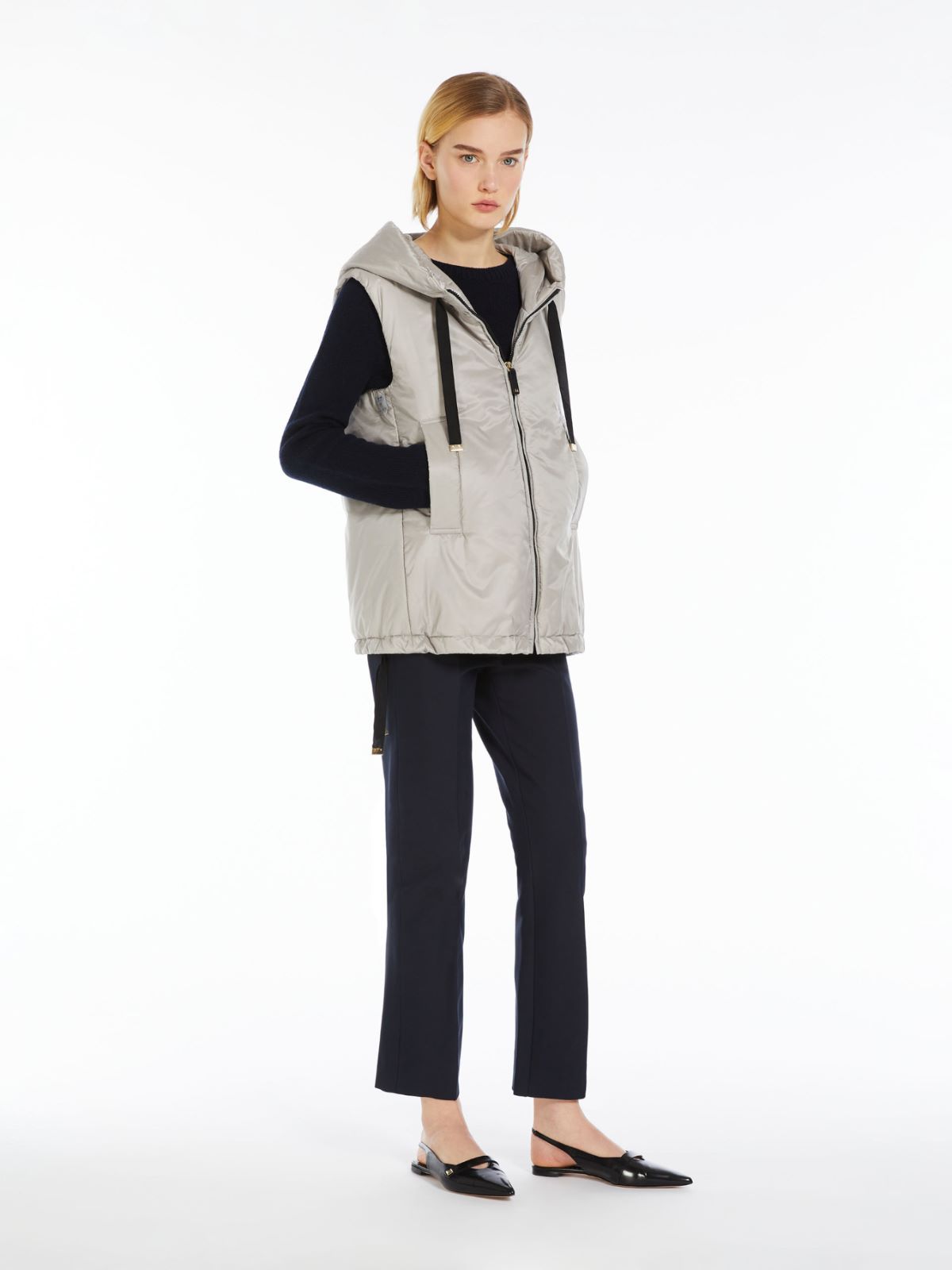 Max Mara Waterproof Quilted Nylon Short Vest In Gray