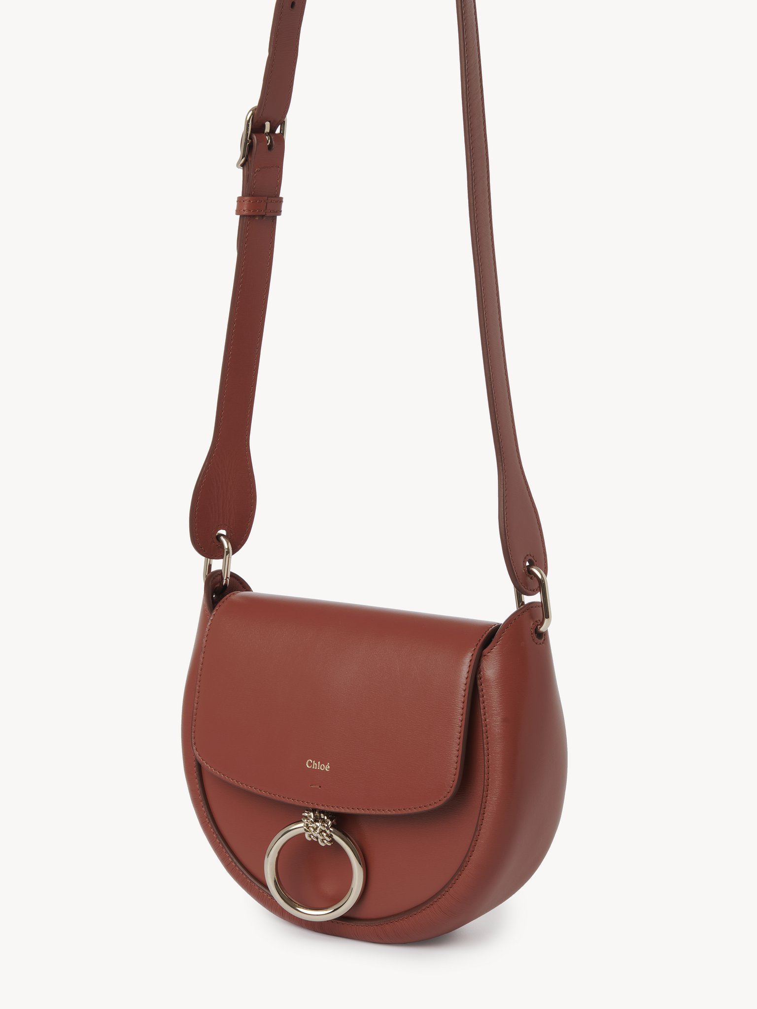 Chloé Chloe Woman Brick Leather Small Arlene Crossbody Bag In Brown