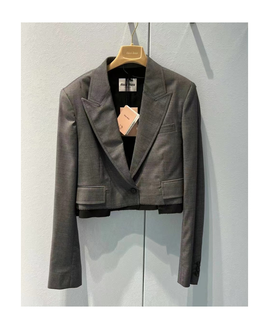 Miu Miu Grisaille Single-breasted Jacket In Black