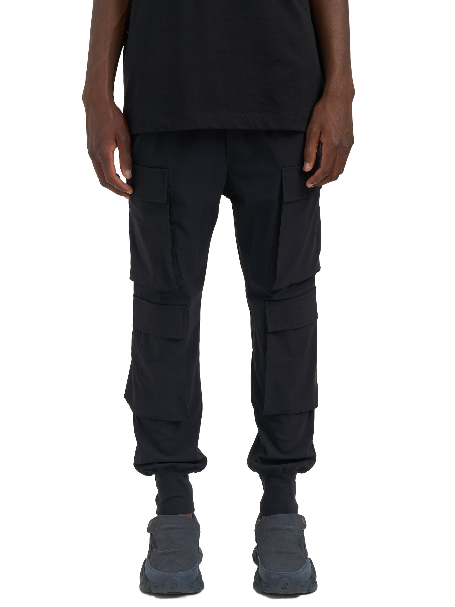 Thom Krom Cargo Pocket Elasticated Trousers In Black