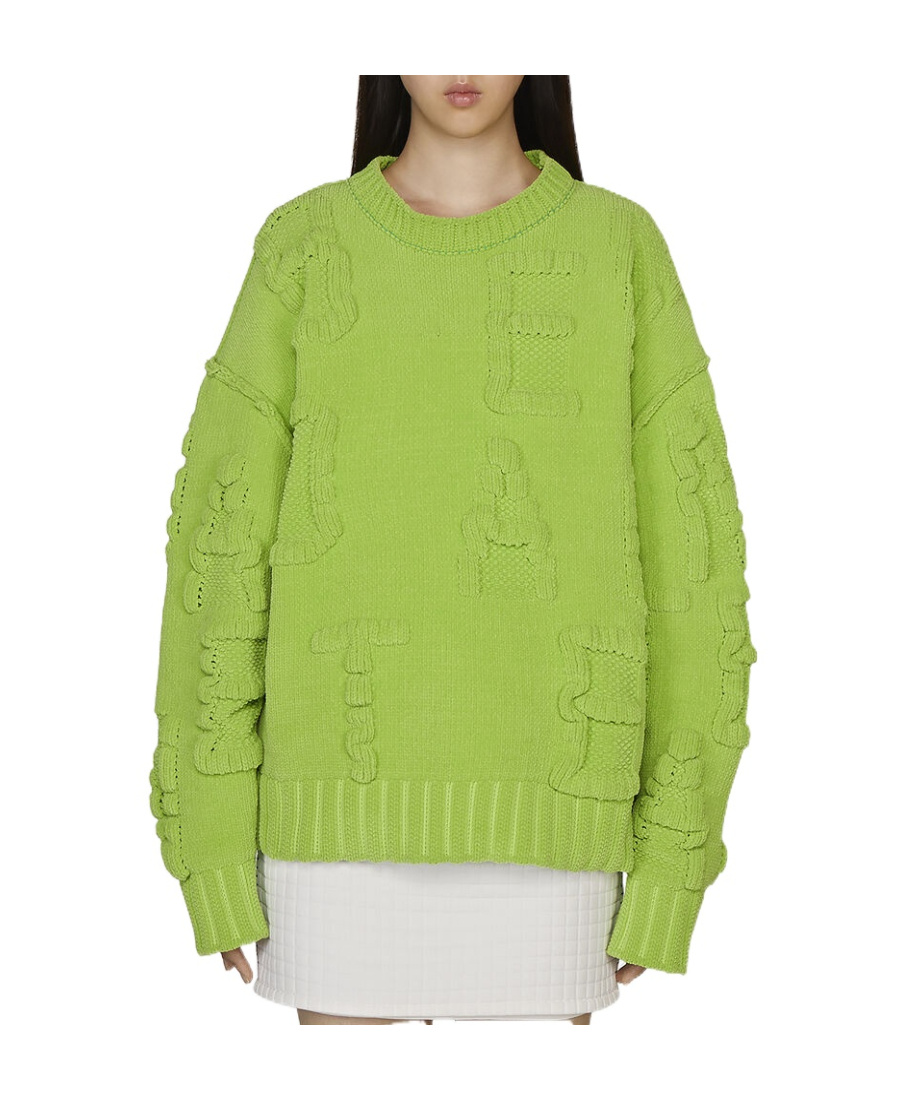 Bottega Veneta Alphabet Jacquard Chenille Sweater In Green