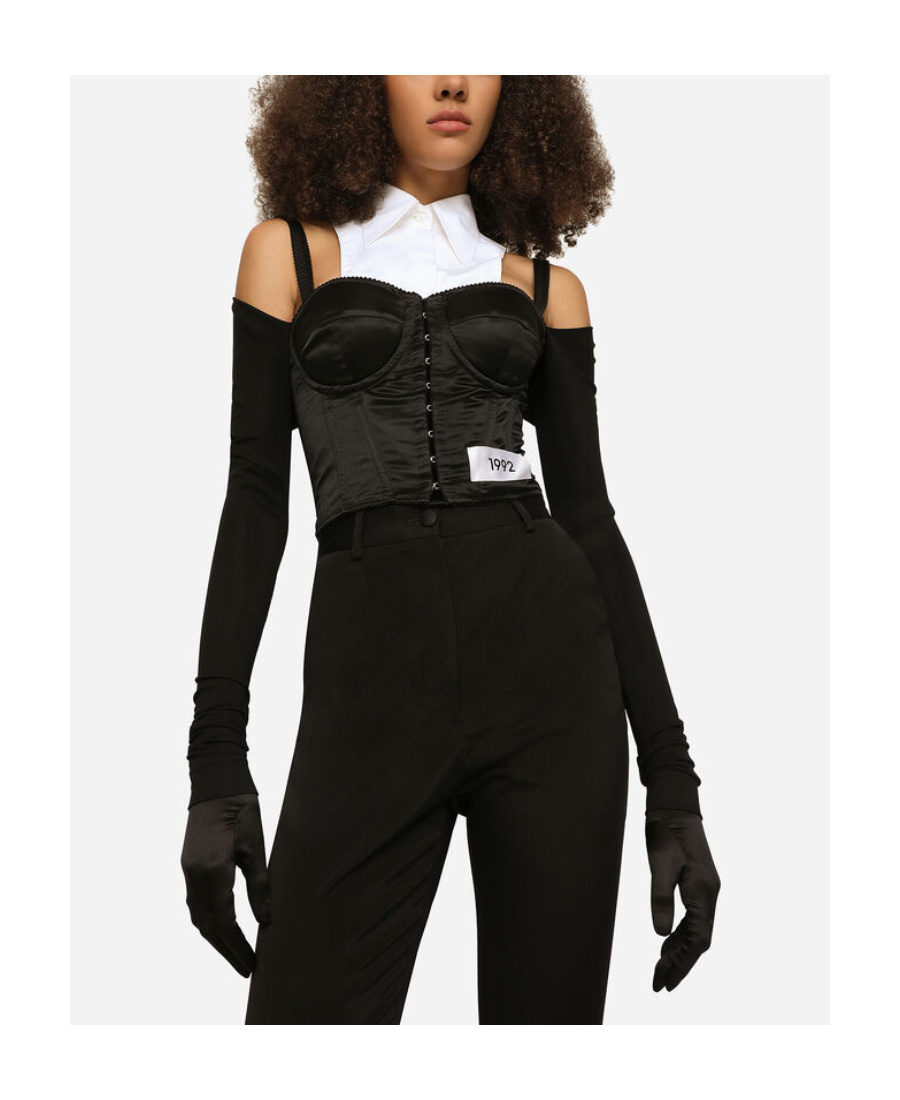 Shop Dolce & Gabbana Layered-shirt Corset Top In Black