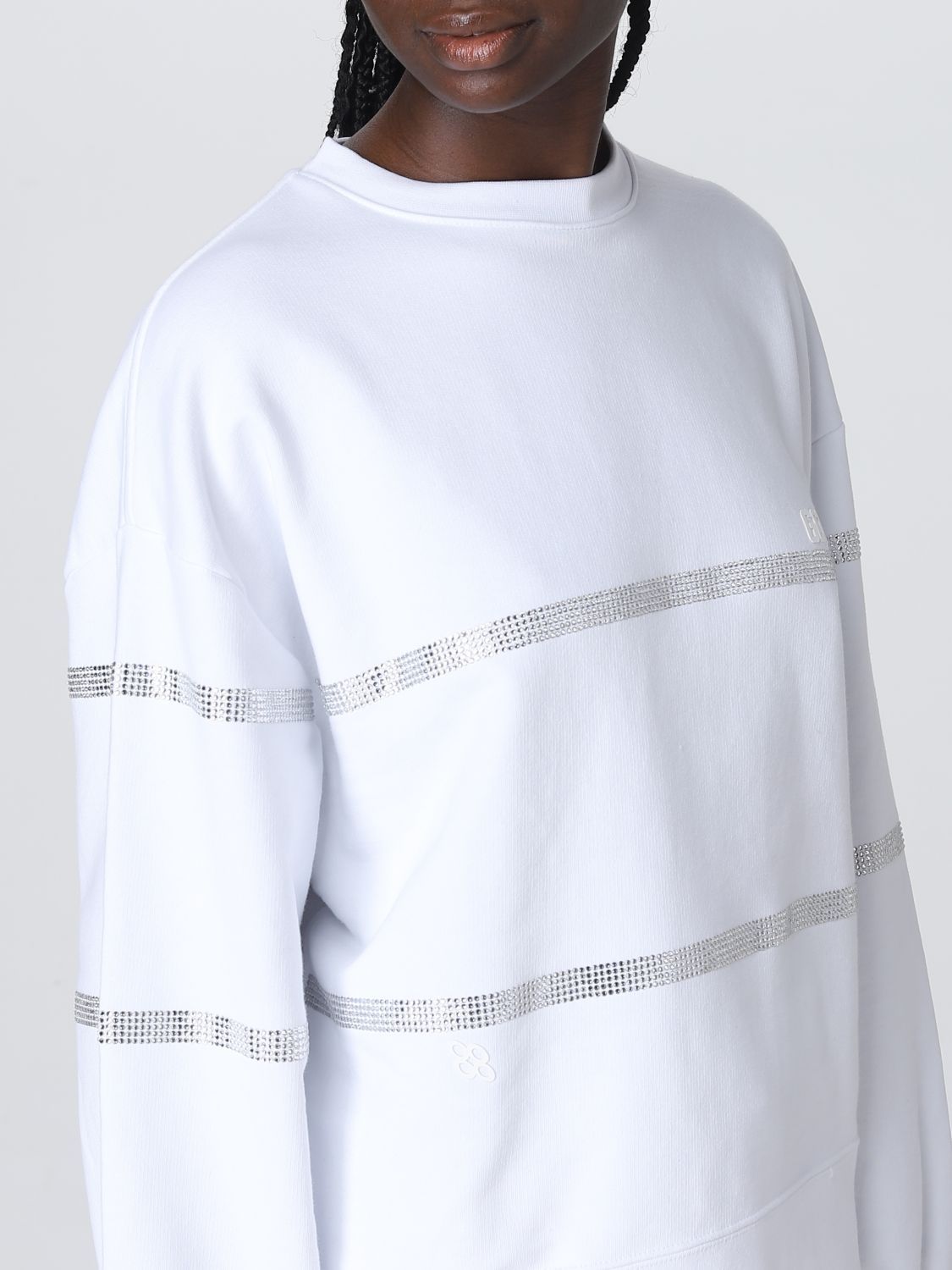 Gcds Cotton Sweatshirt With Frontal Logo Patch In White