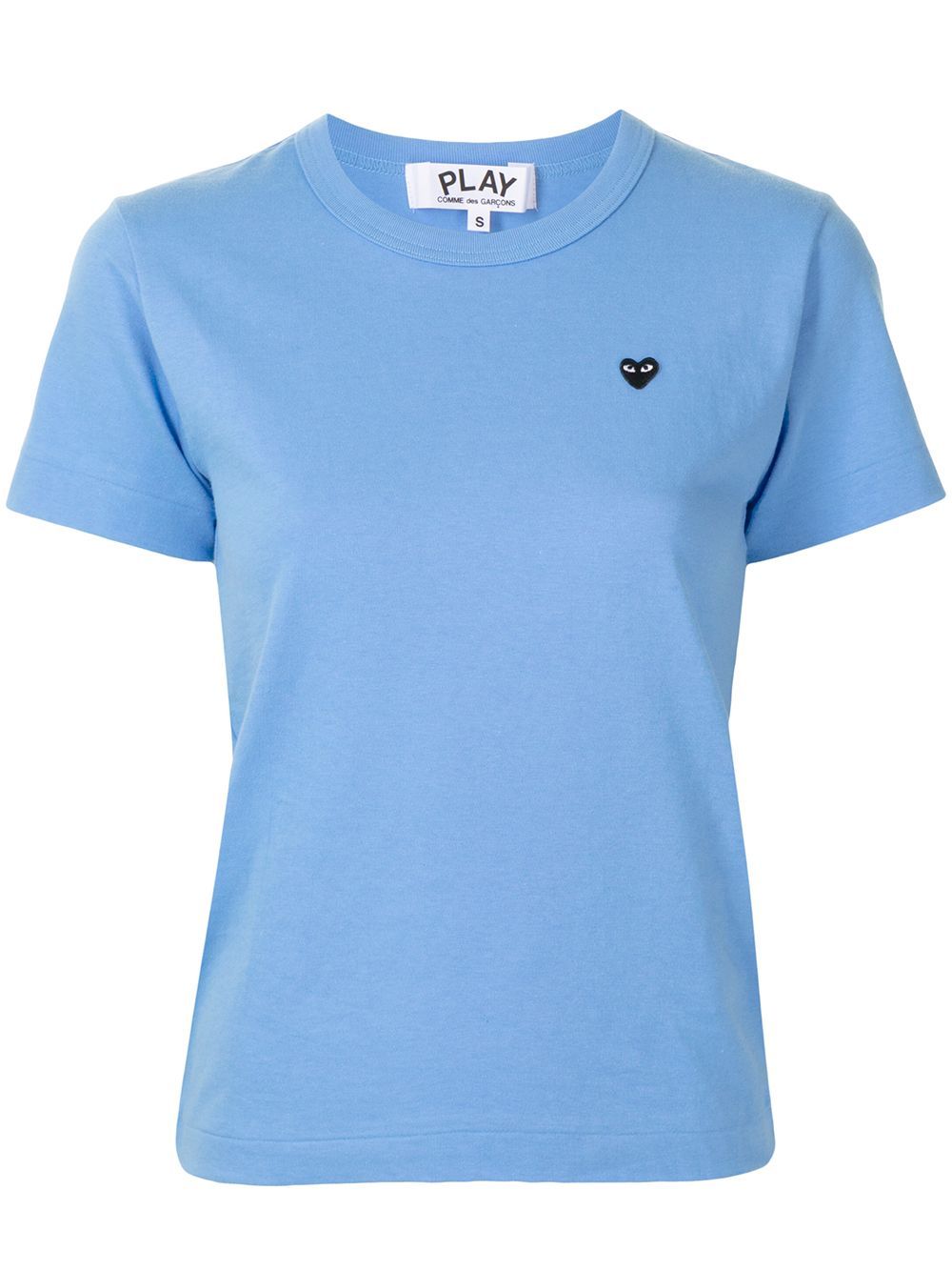 Comme Des Garçons Play Embroidered-logo Cotton T-shirt In Blue