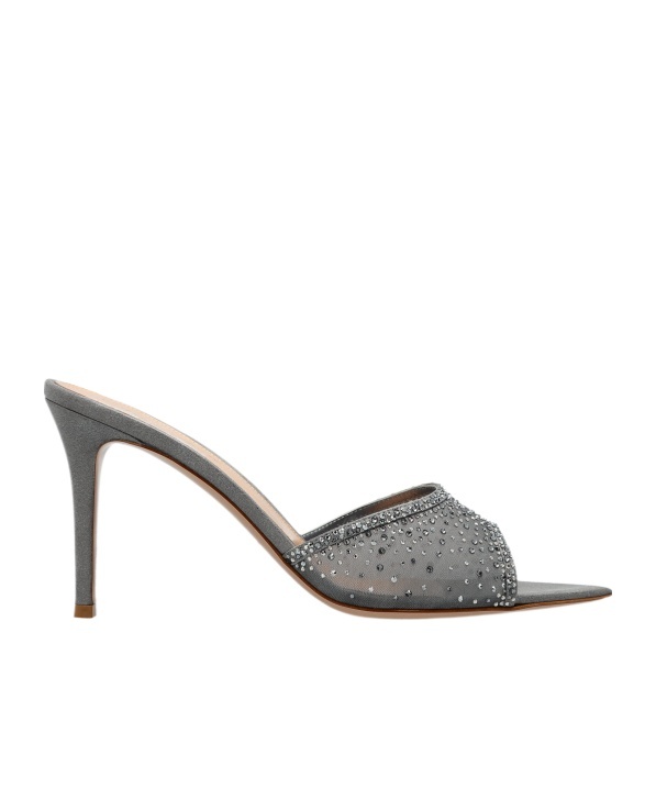 Gianvito Rossi 85mm Rania Crystal-embellished Heeled Mules In Gray