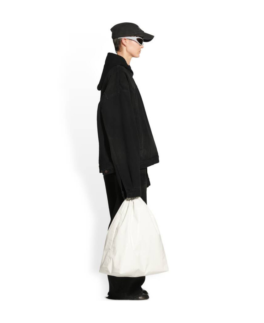 Balenciaga Matte-effect Denim Hoodie In Black