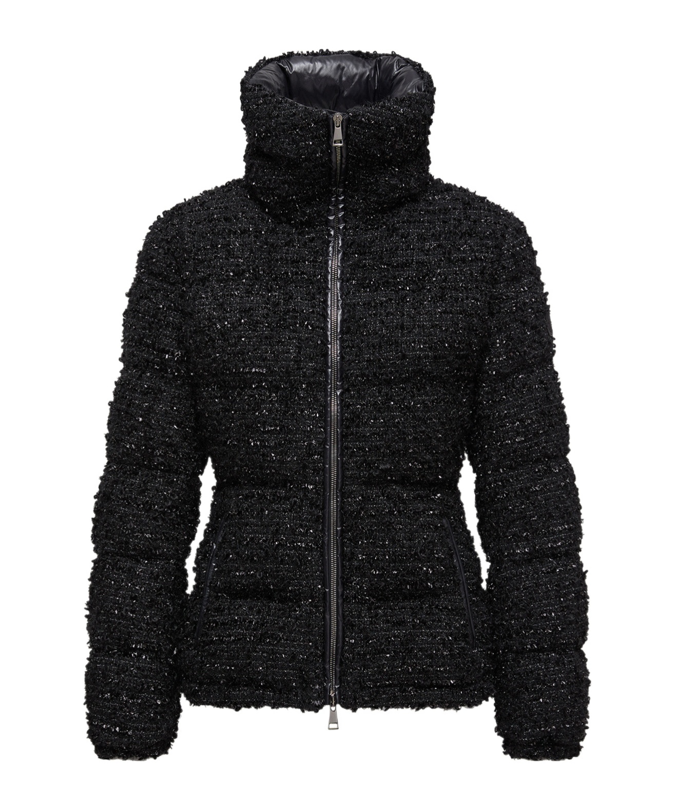 Moncler Urbel Tweed Down Puffer Jacket In Black